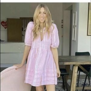 H&M x LEMLEM Linen Pink Stripe Dress Bloggers Favorite